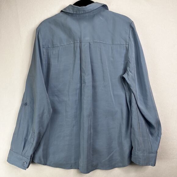 CHICOS Baby Blue Long Sleeve Blouse Sz 1 Women Sz M/8 Light Weight Career Work - Picture 2 of 10